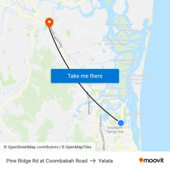 Pine Ridge Rd at Coombabah Road to Yatala map