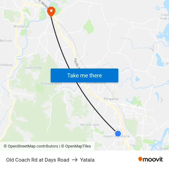 Old Coach Rd at Days Road to Yatala map
