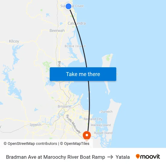 Bradman Ave at Maroochy River Boat Ramp to Yatala map