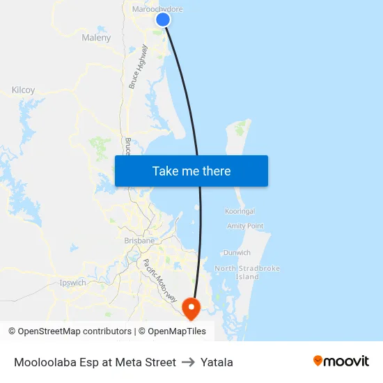 Mooloolaba Esp at Meta Street to Yatala map