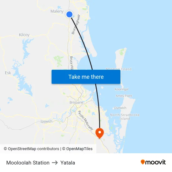 Mooloolah Station to Yatala map