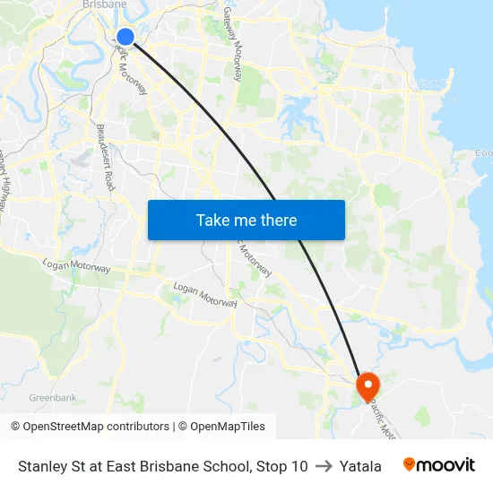 Stanley St at East Brisbane School, Stop 10 to Yatala map