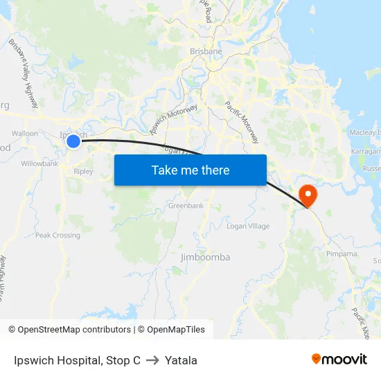 Ipswich Hospital, Stop C to Yatala map