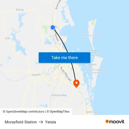 Morayfield Station to Yatala map