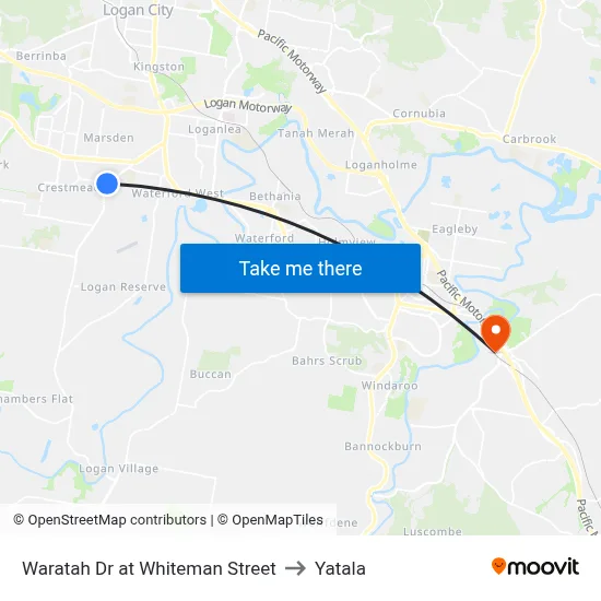 Waratah Dr at Whiteman Street to Yatala map