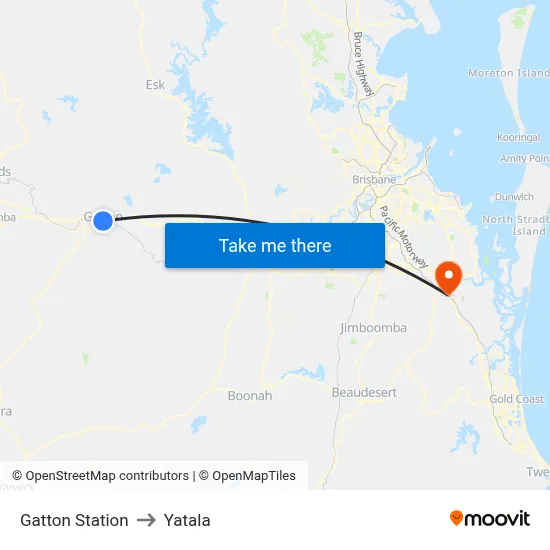 Gatton Station to Yatala map