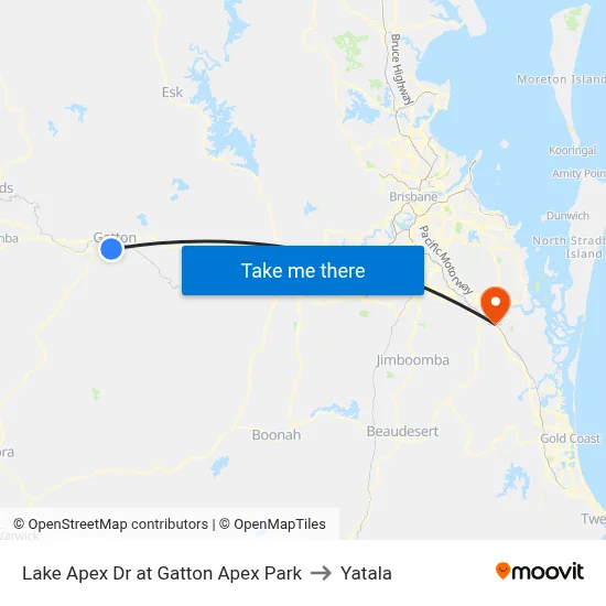 Lake Apex Dr at Gatton Apex Park to Yatala map