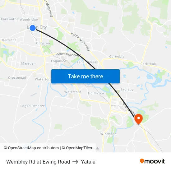 Wembley Rd at Ewing Road to Yatala map