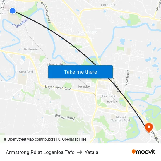 Armstrong Rd at Loganlea Tafe to Yatala map