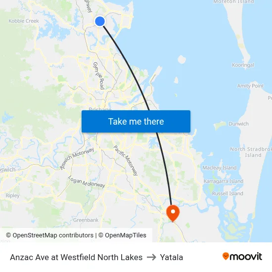 Anzac Ave at Westfield North Lakes to Yatala map
