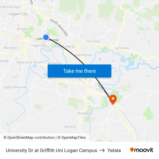 University Dr at Griffith Uni Logan Campus to Yatala map
