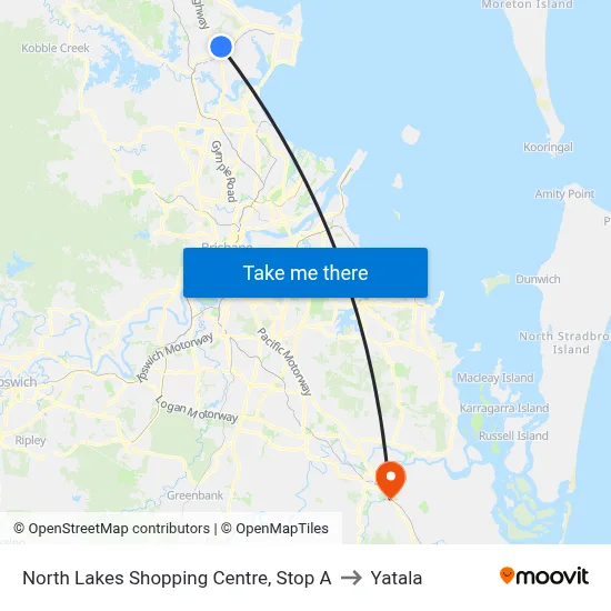 North Lakes Shopping Centre, Stop A to Yatala map