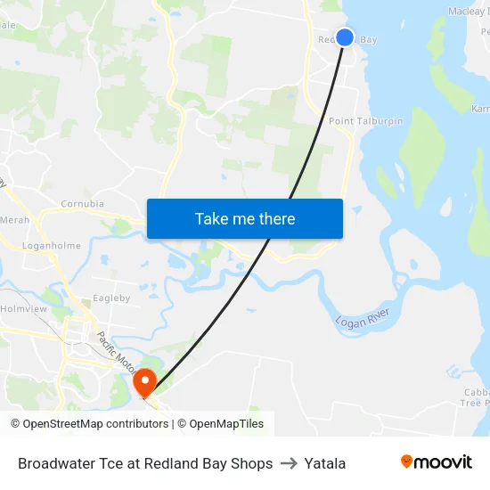Broadwater Tce at Redland Bay Shops to Yatala map
