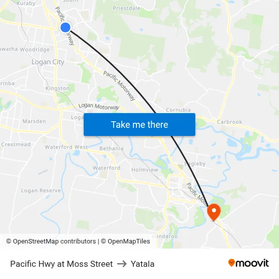 Pacific Hwy at Moss Street to Yatala map