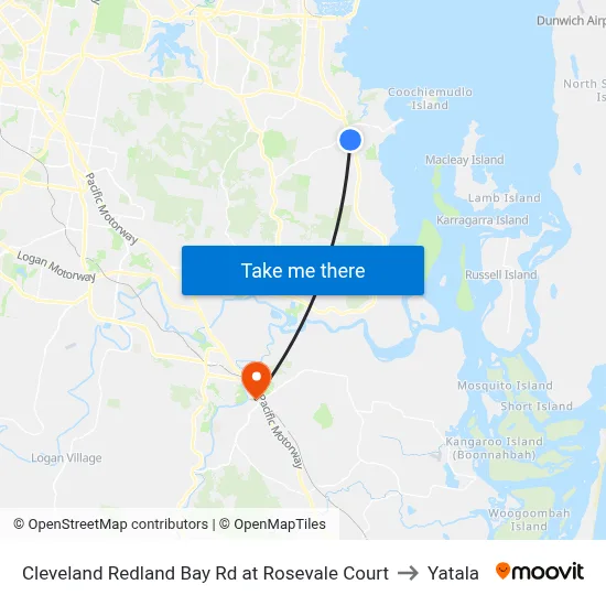 Cleveland Redland Bay Rd at Rosevale Court to Yatala map