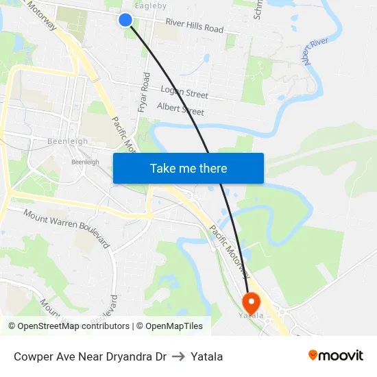 Cowper Ave Near Dryandra Dr to Yatala map