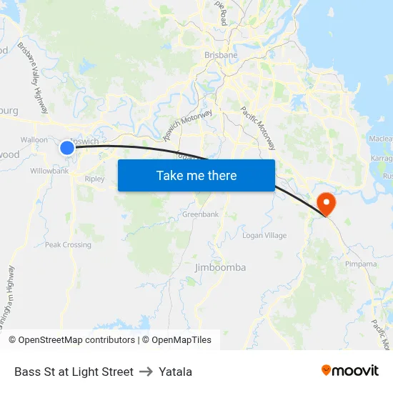 Bass St at Light Street to Yatala map