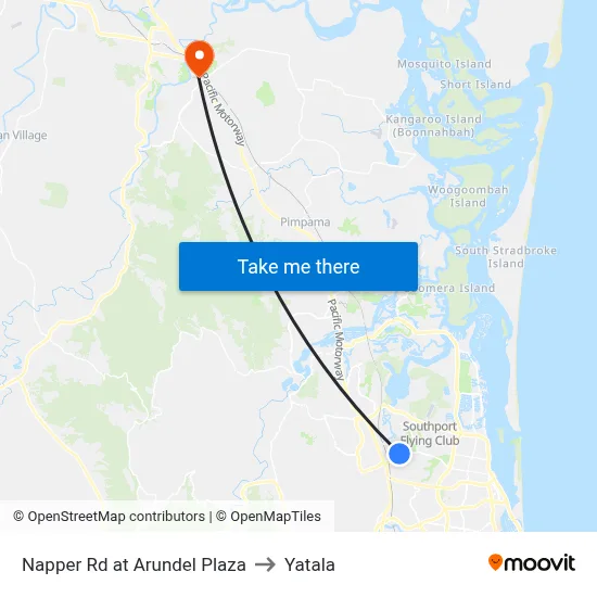 Napper Rd at Arundel Plaza to Yatala map