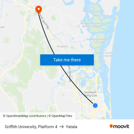 Griffith University, Platform 4 to Yatala map