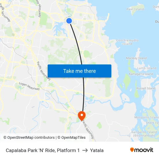Capalaba Park 'N' Ride, Platform 1 to Yatala map
