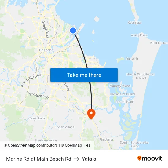Marine Rd at Main Beach Rd to Yatala map