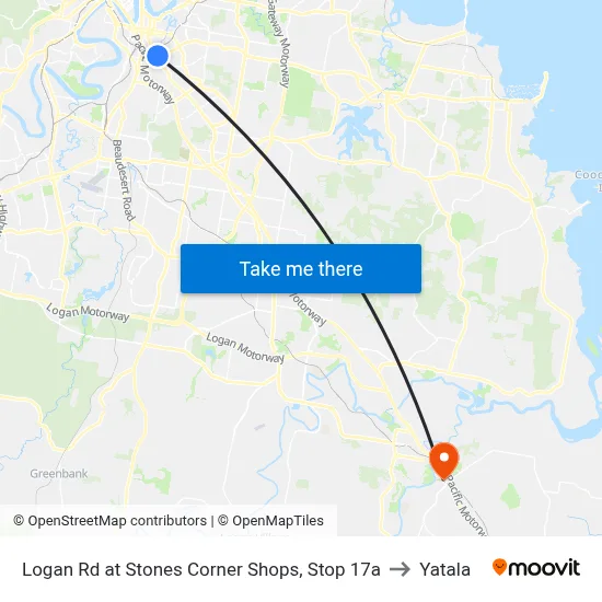 Logan Rd at Stones Corner Shops, Stop 17a to Yatala map