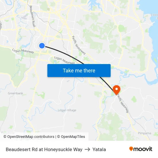 Beaudesert Rd at Honeysuckle Way to Yatala map