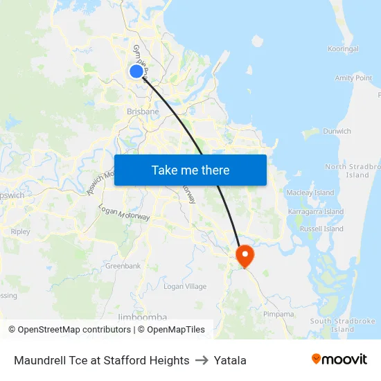 Maundrell Tce at Stafford Heights to Yatala map