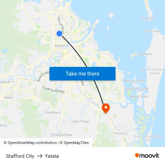 Stafford City to Yatala map