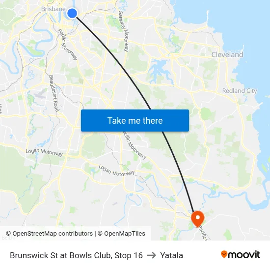 Brunswick St at Bowls Club, Stop 16 to Yatala map