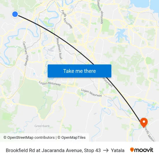 Brookfield Rd at Jacaranda Avenue, Stop 43 to Yatala map