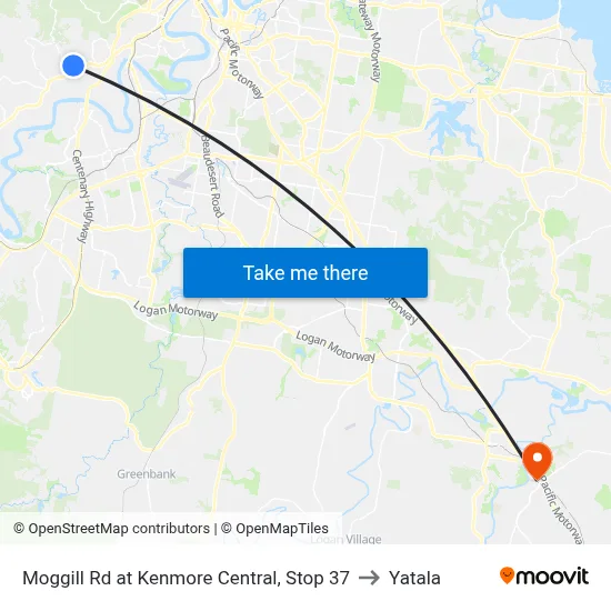 Moggill Rd at Kenmore Central, Stop 37 to Yatala map