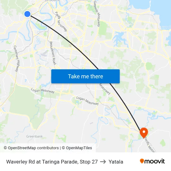 Waverley Rd at Taringa Parade, Stop 27 to Yatala map