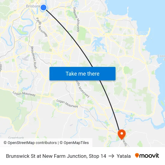 Brunswick St at New Farm Junction, Stop 14 to Yatala map