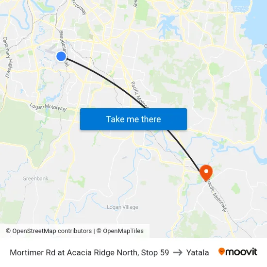 Mortimer Rd at Acacia Ridge North, Stop 59 to Yatala map