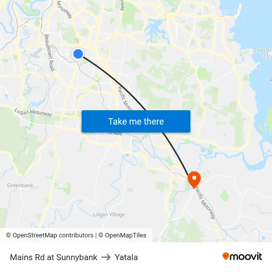 Mains Rd at Sunnybank to Yatala map