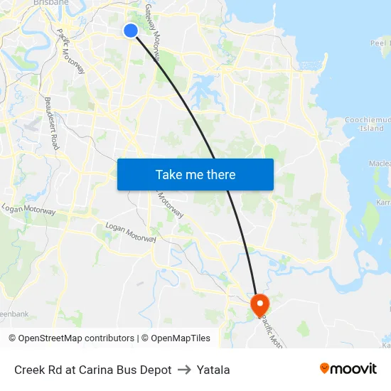 Creek Rd at Carina Bus Depot to Yatala map