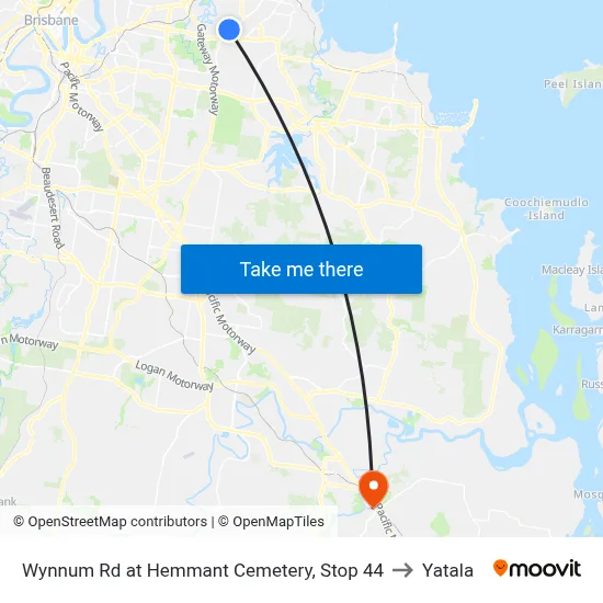 Wynnum Rd at Hemmant Cemetery, Stop 44 to Yatala map
