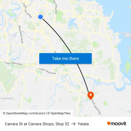 Carrara St at Carrara Shops, Stop 52 to Yatala map