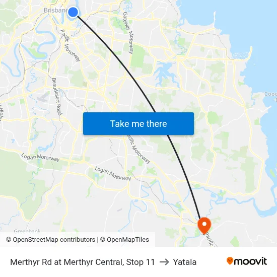 Merthyr Rd at Merthyr Central, Stop 11 to Yatala map