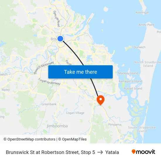 Brunswick St at Robertson Street, Stop 5 to Yatala map
