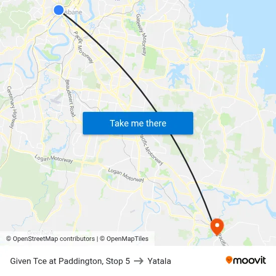 Given Tce at Paddington, Stop 5 to Yatala map