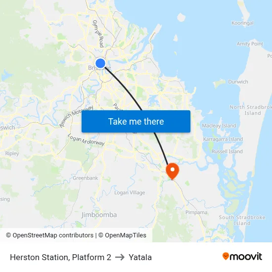 Herston Station, Platform 2 to Yatala map