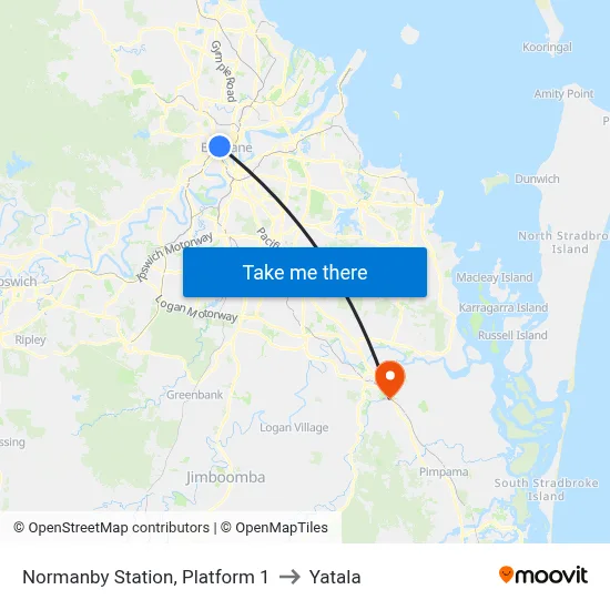 Normanby Station, Platform 1 to Yatala map