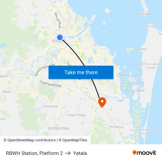 RBWH Station, Platform 2 to Yatala map