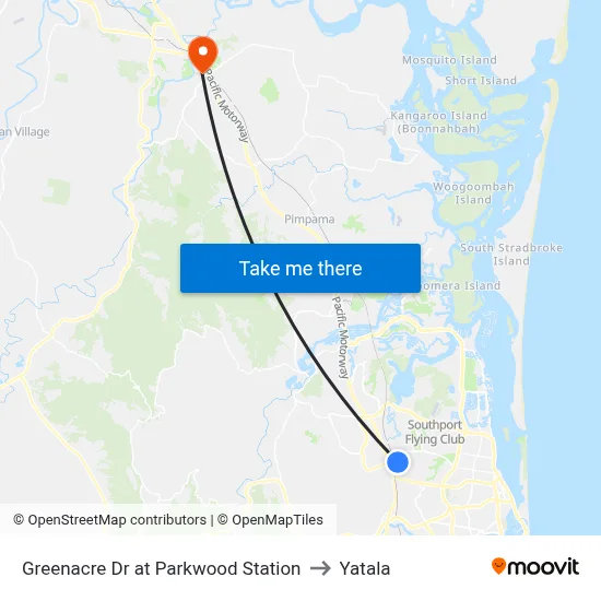 Greenacre Dr at Parkwood Station to Yatala map
