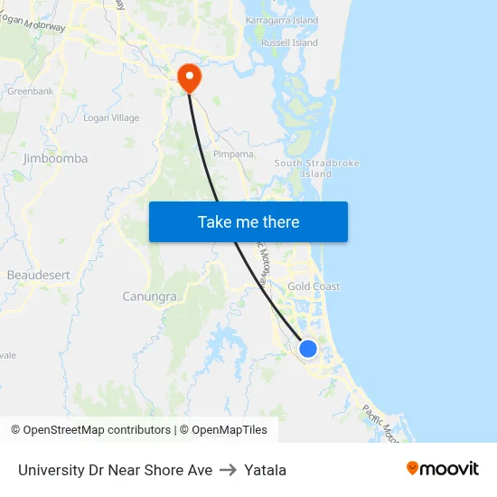 University Dr Near Shore Ave to Yatala map