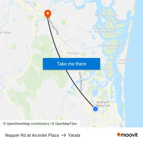 Napper Rd at Arundel Plaza to Yatala map