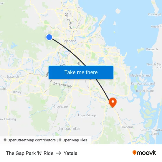 The Gap Park 'N' Ride to Yatala map