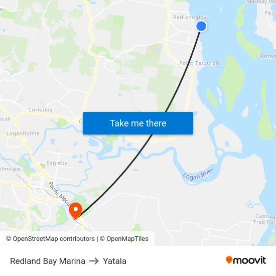 Redland Bay Marina to Yatala map